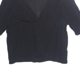 ZARA Womens Cropped Blouse Black Collared Viscose XS