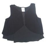 ZARA Womens Cropped Blouse Black M