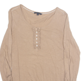 TOMMY HILFIGER Womens Top Beige Long Sleeve S