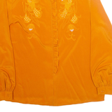 YUKALI Womens Blouse Orange High Neck Long Sleeve L