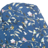 ZARA Birds Womens Printed Blouse Blue V-Neck Long Sleeve Crazy Pattern S