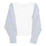 ZARA Womens Puff Sleeve Top White Long Sleeve Striped M