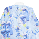 Full Zip Womens Printed Top Blue High Neck Long Sleeve Crazy Pattern XL