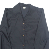 Womens Cropped Blouse Black Collared Long Sleeve M