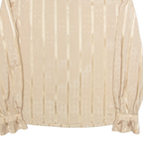 Womens Printed Blouse Brown High Neck Long Sleeve Striped M