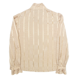 Womens Printed Blouse Brown High Neck Long Sleeve Striped M