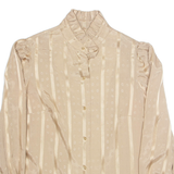 Womens Printed Blouse Brown High Neck Long Sleeve Striped M