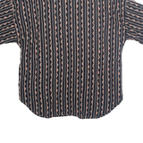 Womens Printed Shirt Black Collared Striped XL