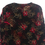 Womens Printed Top Black 3/4 Sleeve Floral M