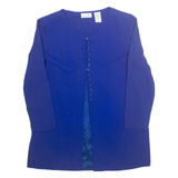 LIZ CLAIBORNE Womens Blouse Purple V-Neck Long Sleeve L