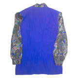 Womens Printed Blouse Blue Collared Long Sleeve Crazy Pattern L