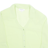 STUDIO I Sheer Womens Blouse Green Collared 3/4 Sleeve S