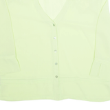 STUDIO I Sheer Womens Blouse Green Collared 3/4 Sleeve S