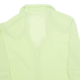 STUDIO I Sheer Womens Blouse Green Collared 3/4 Sleeve S