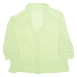 STUDIO I Sheer Womens Blouse Green Collared 3/4 Sleeve S