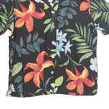 Womens Printed Shirt Black Collared Silk Floral S