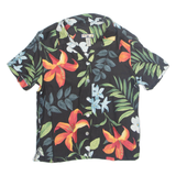 Womens Printed Shirt Black Collared Silk Floral S