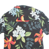 Womens Printed Shirt Black Collared Silk Floral S