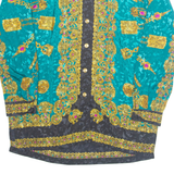 Womens Printed Shirt Blue Collared Long Sleeve Crazy Pattern L