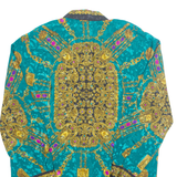 Womens Printed Shirt Blue Collared Long Sleeve Crazy Pattern L