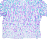 Cropped Open Womens Printed Shirt Blue Collared Crazy Pattern M