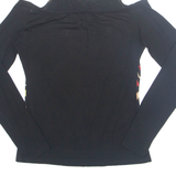 Womens Halter Neck Top Black Long Sleeve Crazy Pattern S