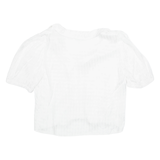 ZARA Sheer Womens Blouse White V-Neck M