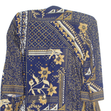 LADY CAROL NEW YORK Womens Printed Blouse Blue V-Neck Crazy Pattern L