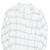 H&M Womens Printed Shirt White Collared Long Sleeve Check UK 8