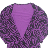 Open Womens Kimono Top Purple Long Sleeve Crazy Pattern M