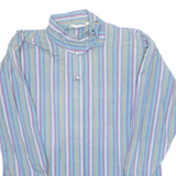 Womens Printed Blouse Blue High Neck Long Sleeve Striped M