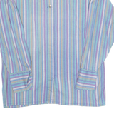 Womens Printed Blouse Blue High Neck Long Sleeve Striped M