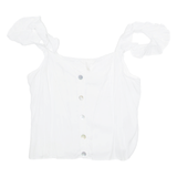 H&M Womens Ruffle Top White V-Neck UK 18