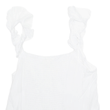 H&M Womens Ruffle Top White V-Neck UK 18