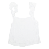 H&M Womens Ruffle Top White V-Neck UK 18