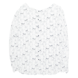 Animals Womens Printed Top White Long Sleeve Crazy Pattern L