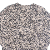 NEW LOOK Womens Printed Blouse Brown V-Neck Long Sleeve Animal Print UK 6