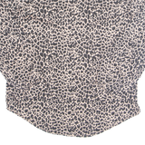 NEW LOOK Womens Printed Blouse Brown V-Neck Long Sleeve Animal Print UK 6