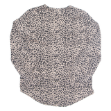 NEW LOOK Womens Printed Blouse Brown V-Neck Long Sleeve Animal Print UK 6