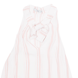 MNG SUIT Tie Neck Womens Printed Vest Pink V-Neck Striped XS