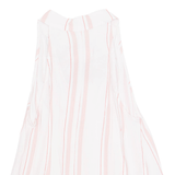 MNG SUIT Tie Neck Womens Printed Vest Pink V-Neck Striped XS