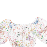 Cropped Womens Off Shoulder Blouse Beige Floral M