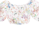 Cropped Womens Off Shoulder Blouse Beige Floral M