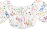 Cropped Womens Off Shoulder Blouse Beige Floral M