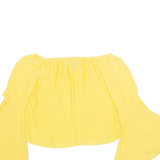 NEW LOOK Cropped Womens Off Shoulder Blouse Yellow Long Sleeve UK 8