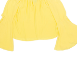 NEW LOOK Cropped Womens Off Shoulder Blouse Yellow Long Sleeve UK 8