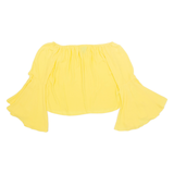 NEW LOOK Cropped Womens Off Shoulder Blouse Yellow Long Sleeve UK 8