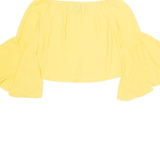 NEW LOOK Cropped Womens Off Shoulder Blouse Yellow Long Sleeve UK 8