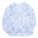 H&M Sheer Womens Printed Blouse Blue Long Sleeve Floral XS