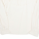 Womens Ruffle Blouse Beige Long Sleeve S